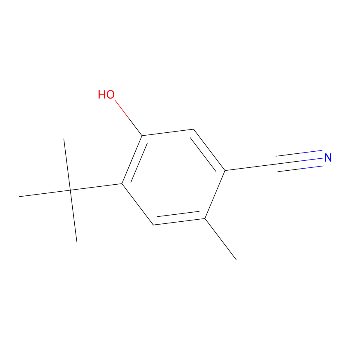4-(Tert-butyl)-5-hydroxy-2-methylbenzonitrile molecular structure, CAS 1891384-45-4