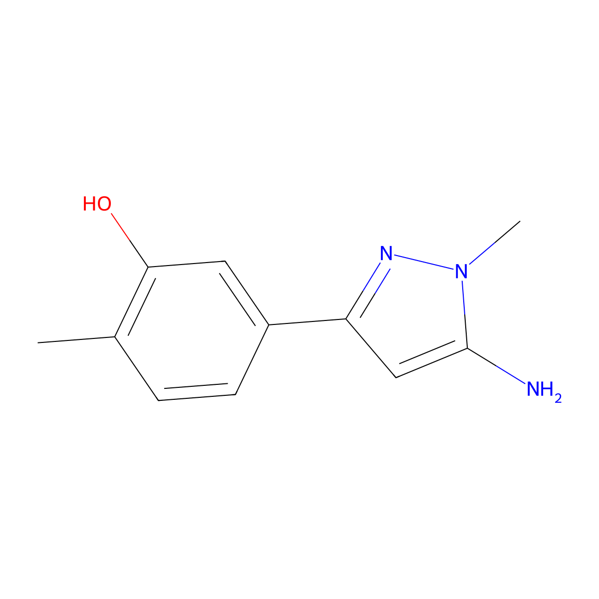 5-(5-amino-1-methyl-1H-pyrazol-3-yl)-2-methylphenol molecular structure, CAS 1891389-48-2