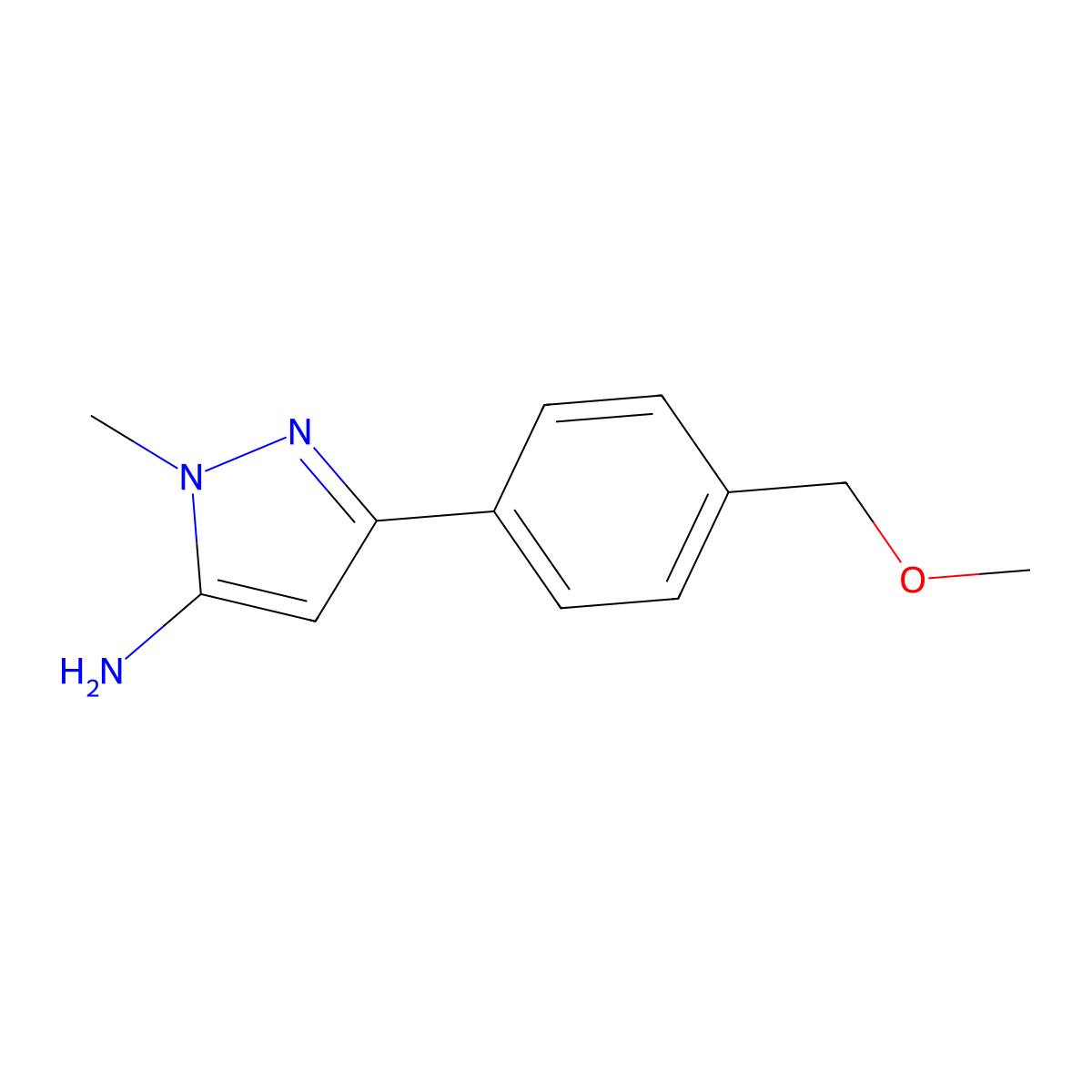 3-[4-(methoxymethyl)phenyl]-1-methyl-1H-pyrazol-5-amine molecular structure, CAS 1891389-60-8