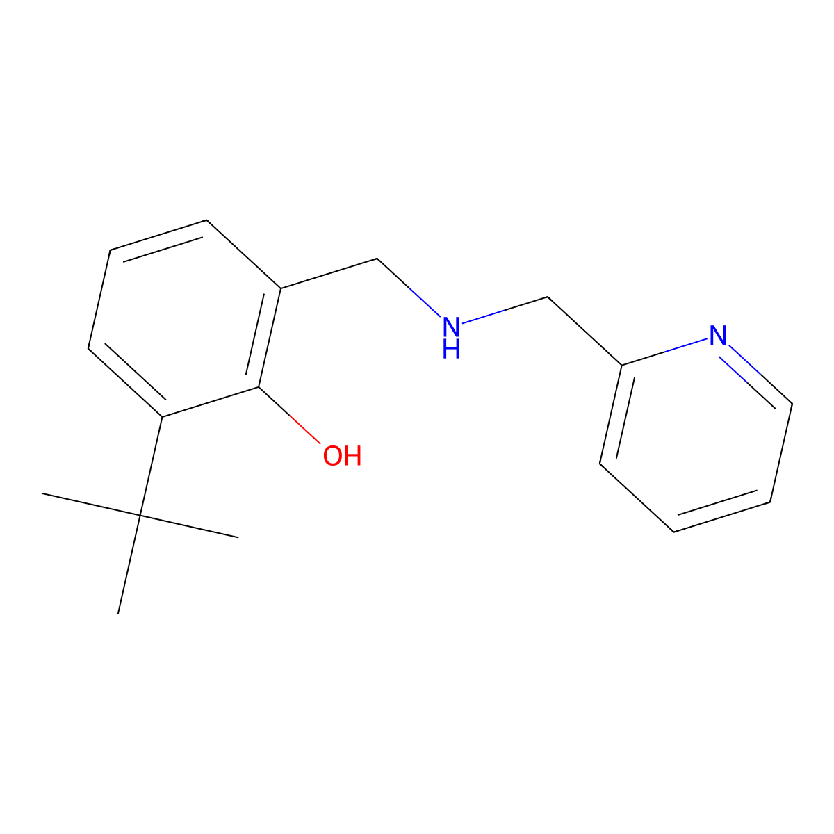 2-tert-Butyl-6-({[(pyridin-2-yl)methyl]amino}methyl)phenol molecular structure, CAS 189139-14-8
