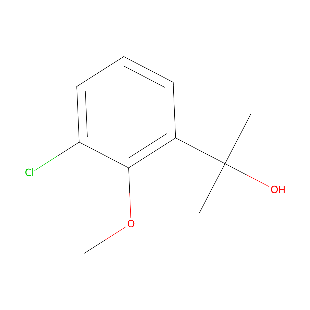 2-(3-Chloro-2-methoxyphenyl)propan-2-ol molecular structure, CAS 1891390-99-0
