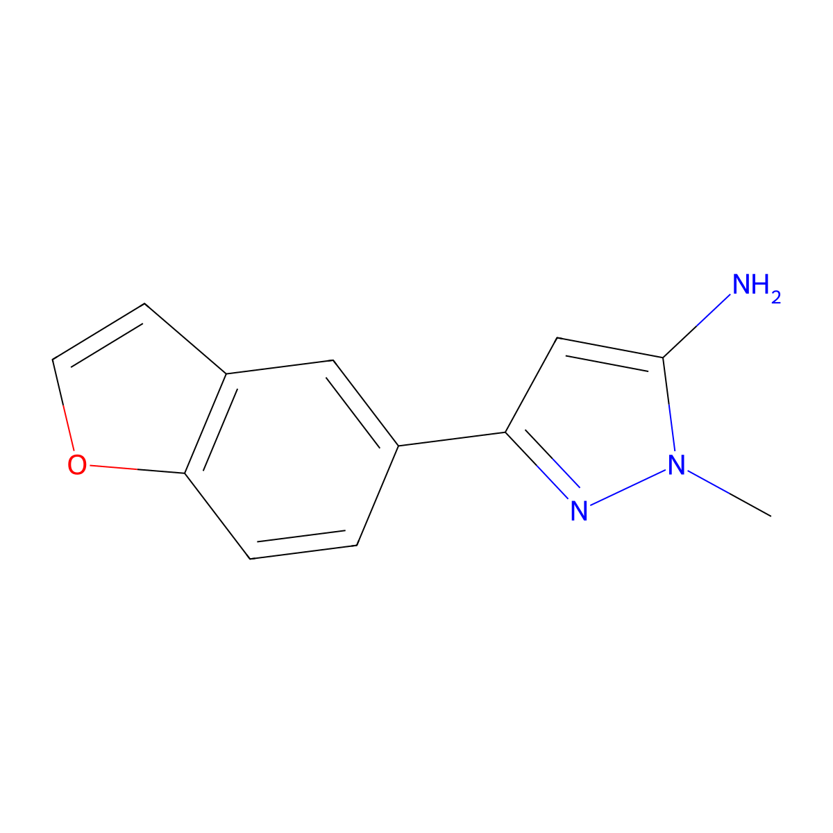 3-(1-benzofuran-5-yl)-1-methyl-1H-pyrazol-5-amine molecular structure, CAS 1891397-87-7