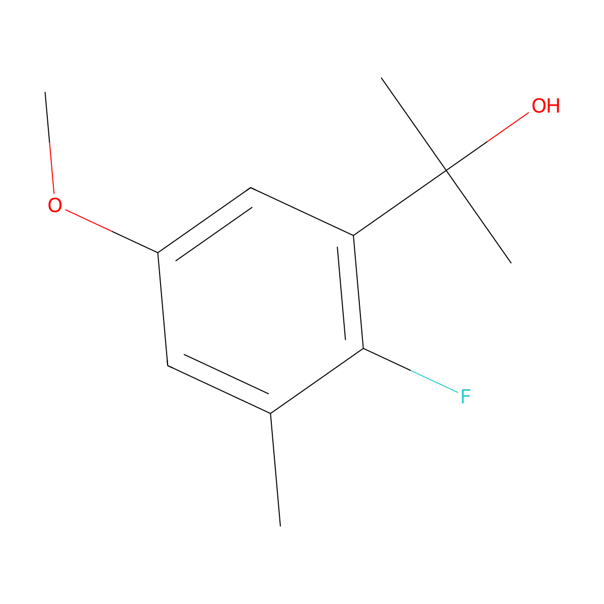 2-(2-Fluoro-5-methoxy-3-methylphenyl)propan-2-ol molecular structure, CAS 1891401-07-2