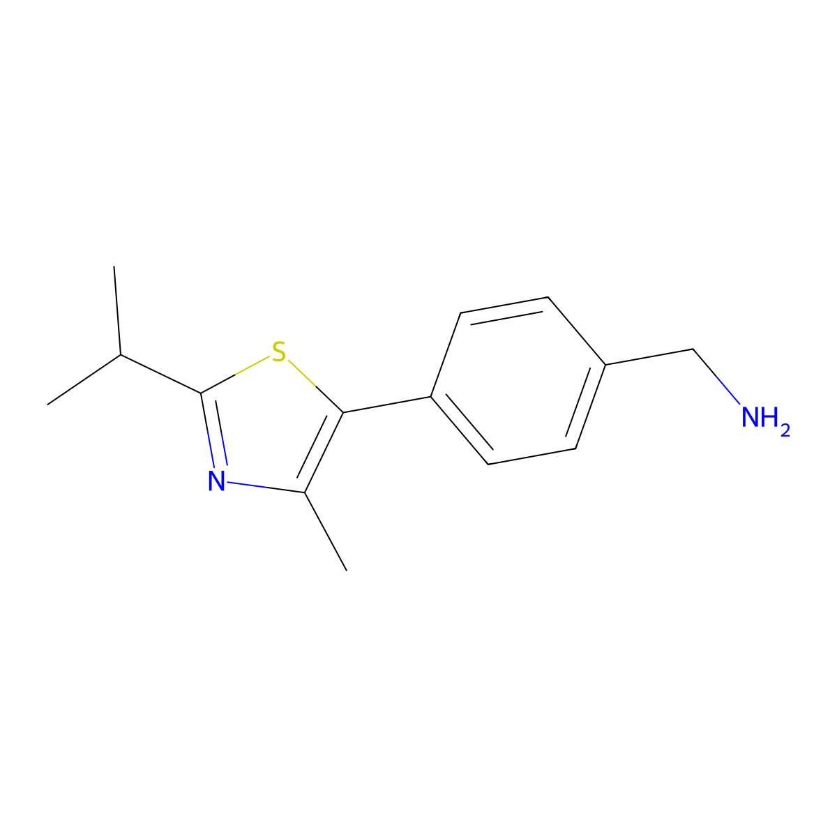 {4-[4-Methyl-2-(propan-2-yl)-1,3-thiazol-5-yl]phenyl}methanamine molecular structure, CAS 1891415-92-1