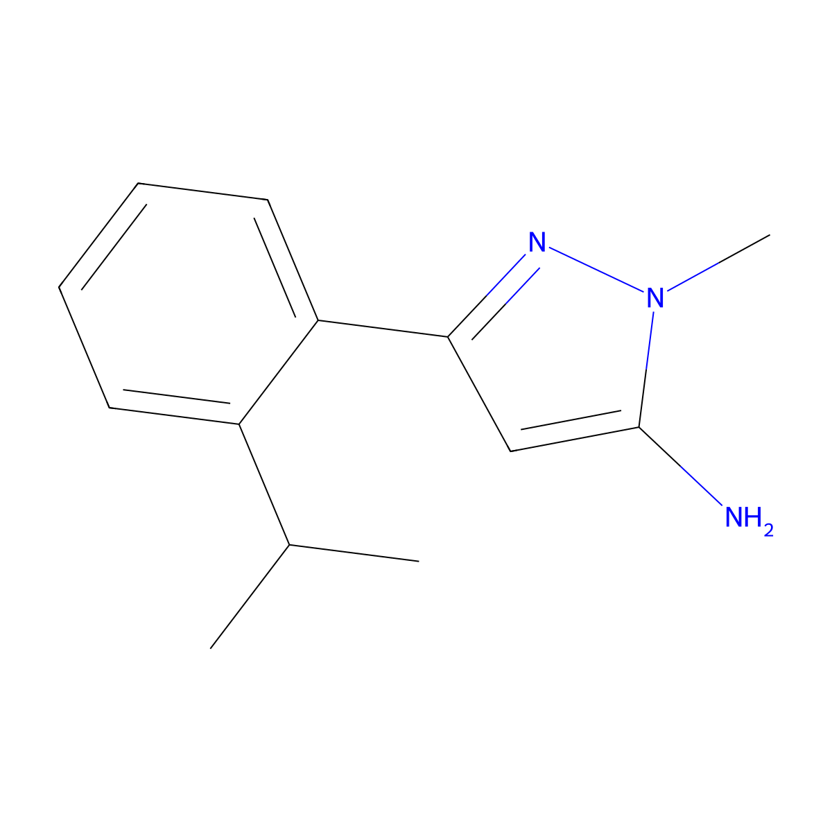 1-methyl-3-[2-(propan-2-yl)phenyl]-1H-pyrazol-5-amine molecular structure, CAS 1891422-13-1