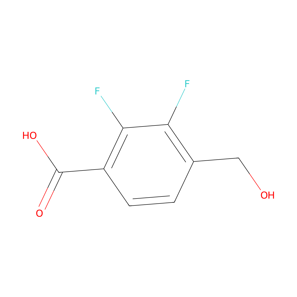 2,3-Difluoro-4-(hydroxymethyl)benzoic acid molecular structure, CAS 1891434-71-1
