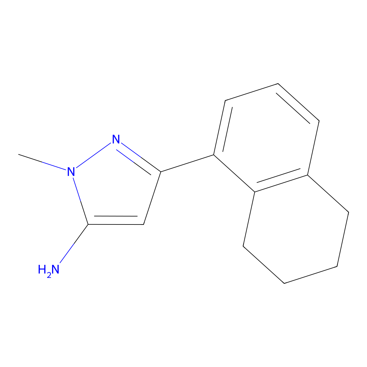 1-methyl-3-(5,6,7,8-tetrahydronaphthalen-1-yl)-1H-pyrazol-5-amine molecular structure, CAS 1891472-23-3