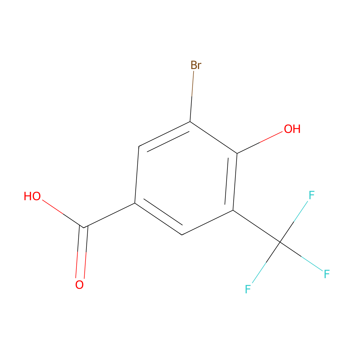 3-Bromo-4-hydroxy-5-(trifluoromethyl)benzoic acid molecular structure, CAS 1891479-34-7