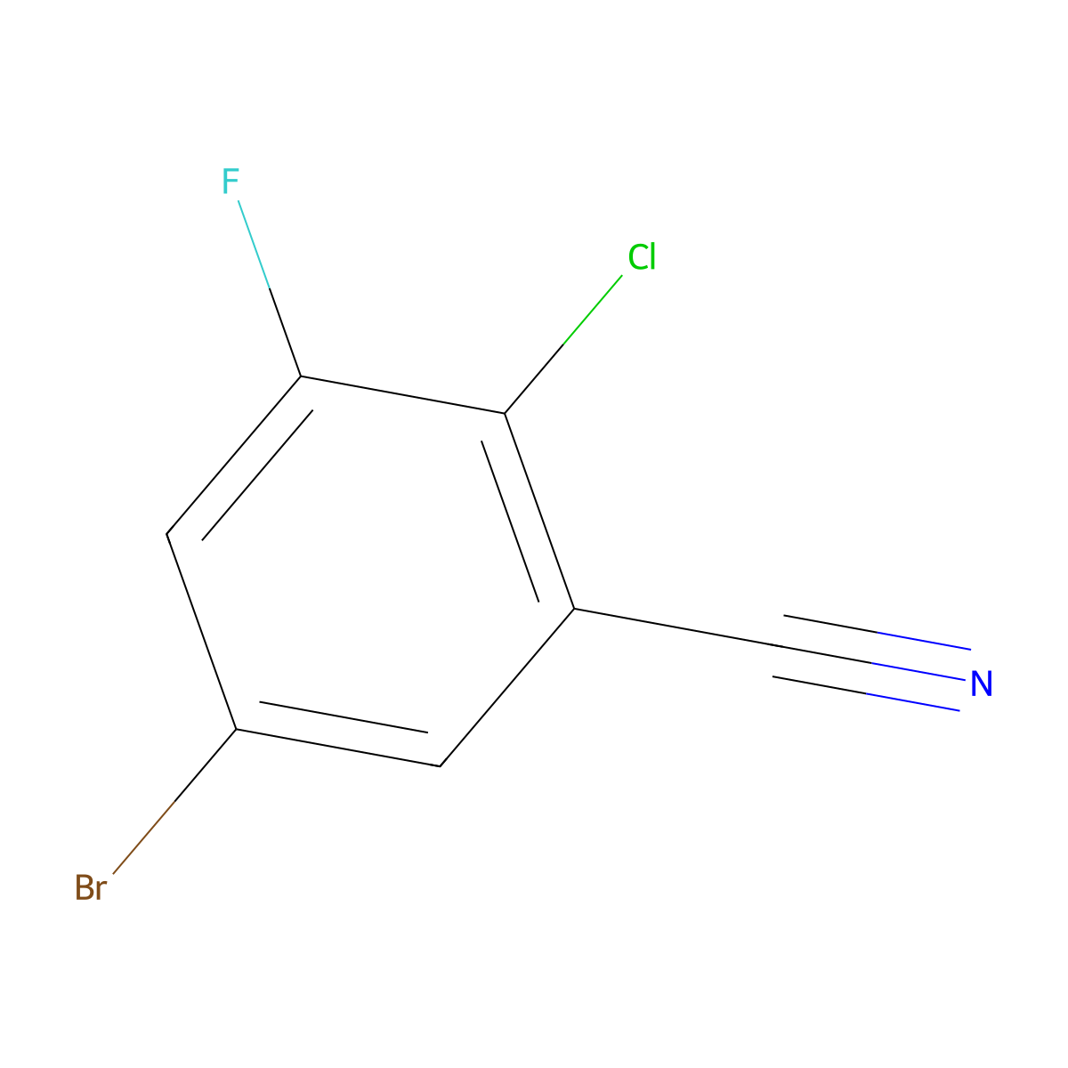 Benzonitrile, 5-bromo-2-chloro-3-fluoro- molecular structure, CAS 1891483-58-1