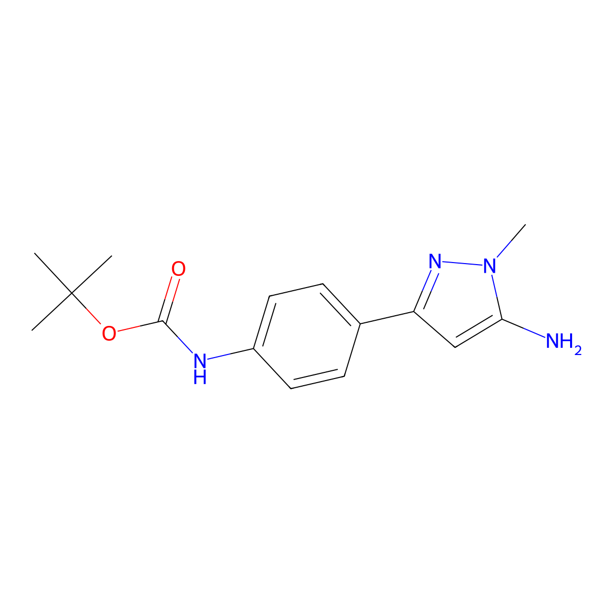 tert-butyl N-[4-(5-amino-1-methyl-1H-pyrazol-3-yl)phenyl]carbamate molecular structure, CAS 1891487-46-9