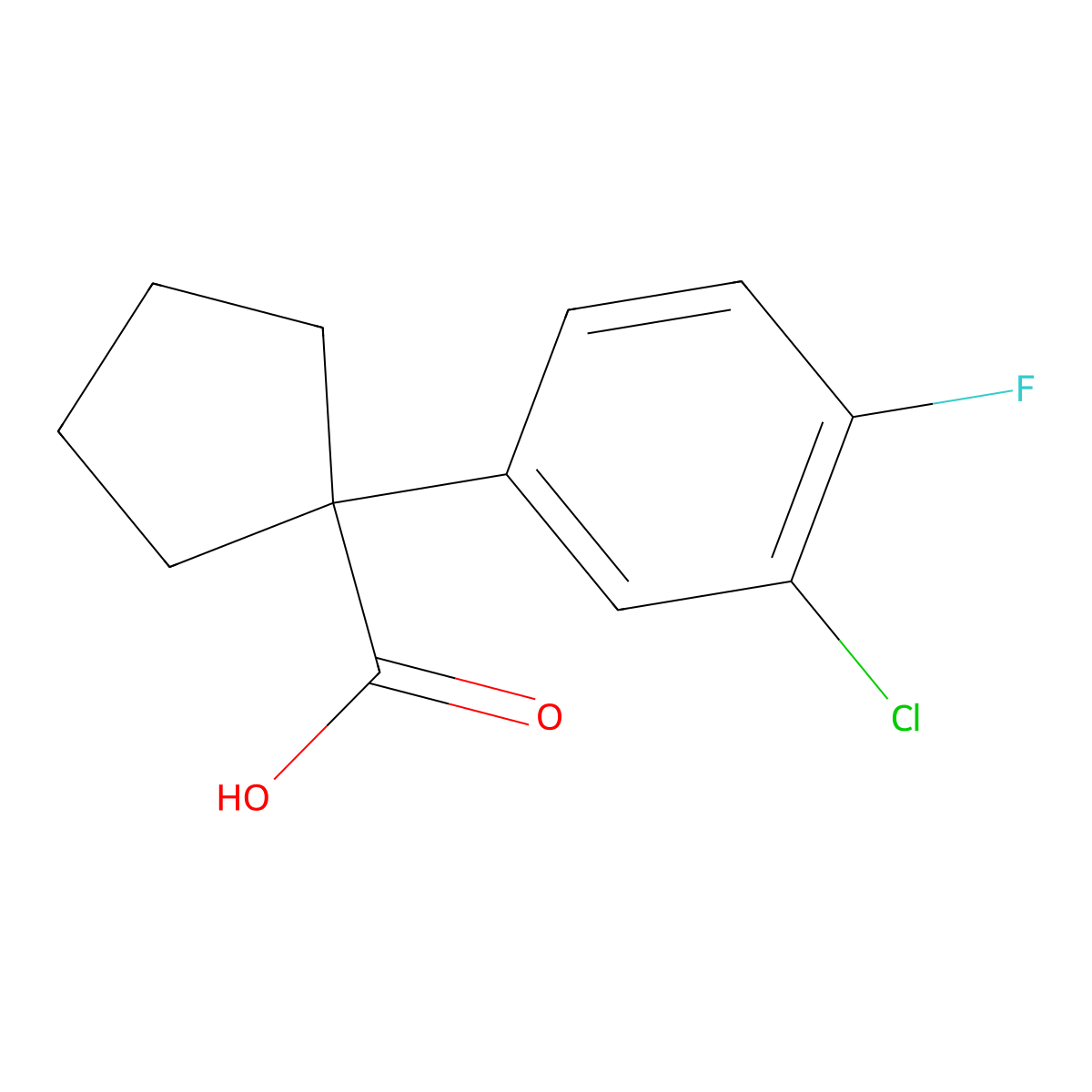 1-(3-Chloro-4-fluorophenyl)cyclopentanecarboxylic Acid molecular structure, CAS 1891500-97-2