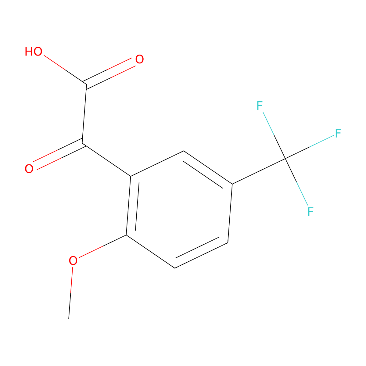 2-[2-Methoxy-5-(trifluoromethyl)phenyl]-2-oxoacetic acid molecular structure, CAS 1891511-21-9