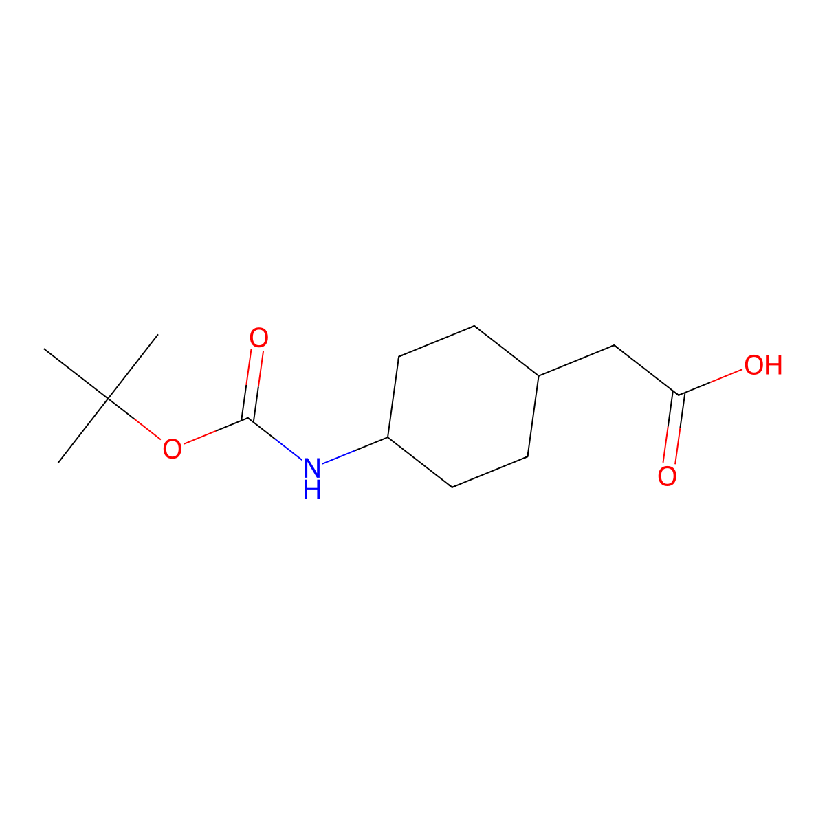 2-((1s,4s)-4-(((Tert-butoxy)carbonyl)amino)cyclohexyl)acetic acid molecular structure, CAS 189153-10-4