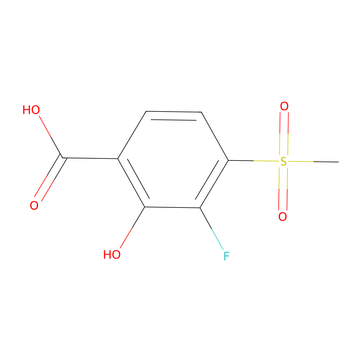 3-Fluoro-2-hydroxy-4-methanesulfonylbenzoic acid molecular structure, CAS 1891570-16-3