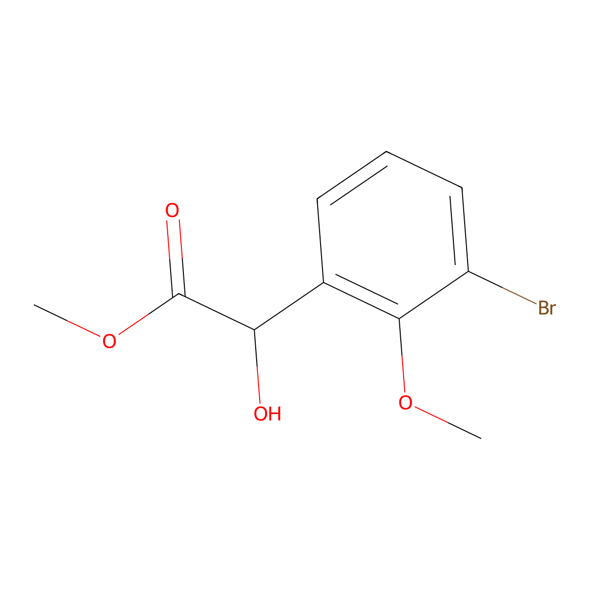 Methyl 2-(3-bromo-2-methoxyphenyl)-2-hydroxyacetate molecular structure, CAS 1891574-46-1