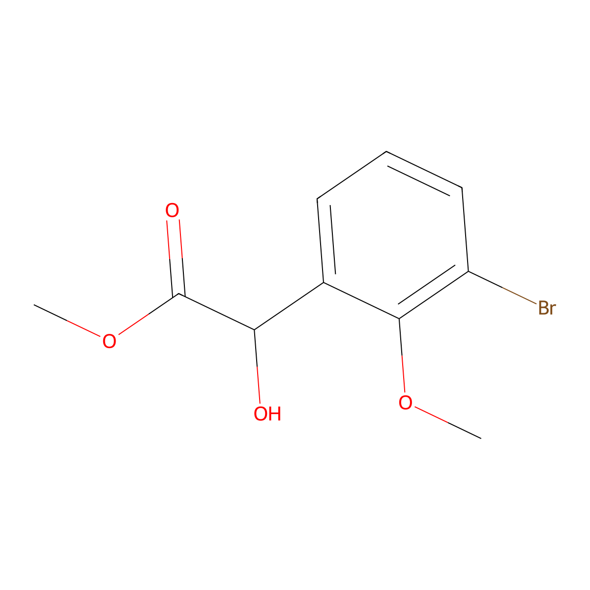 Methyl 2-(3-bromo-2-methoxyphenyl)-2-hydroxyacetate molecular structure, CAS 1891574-46-1