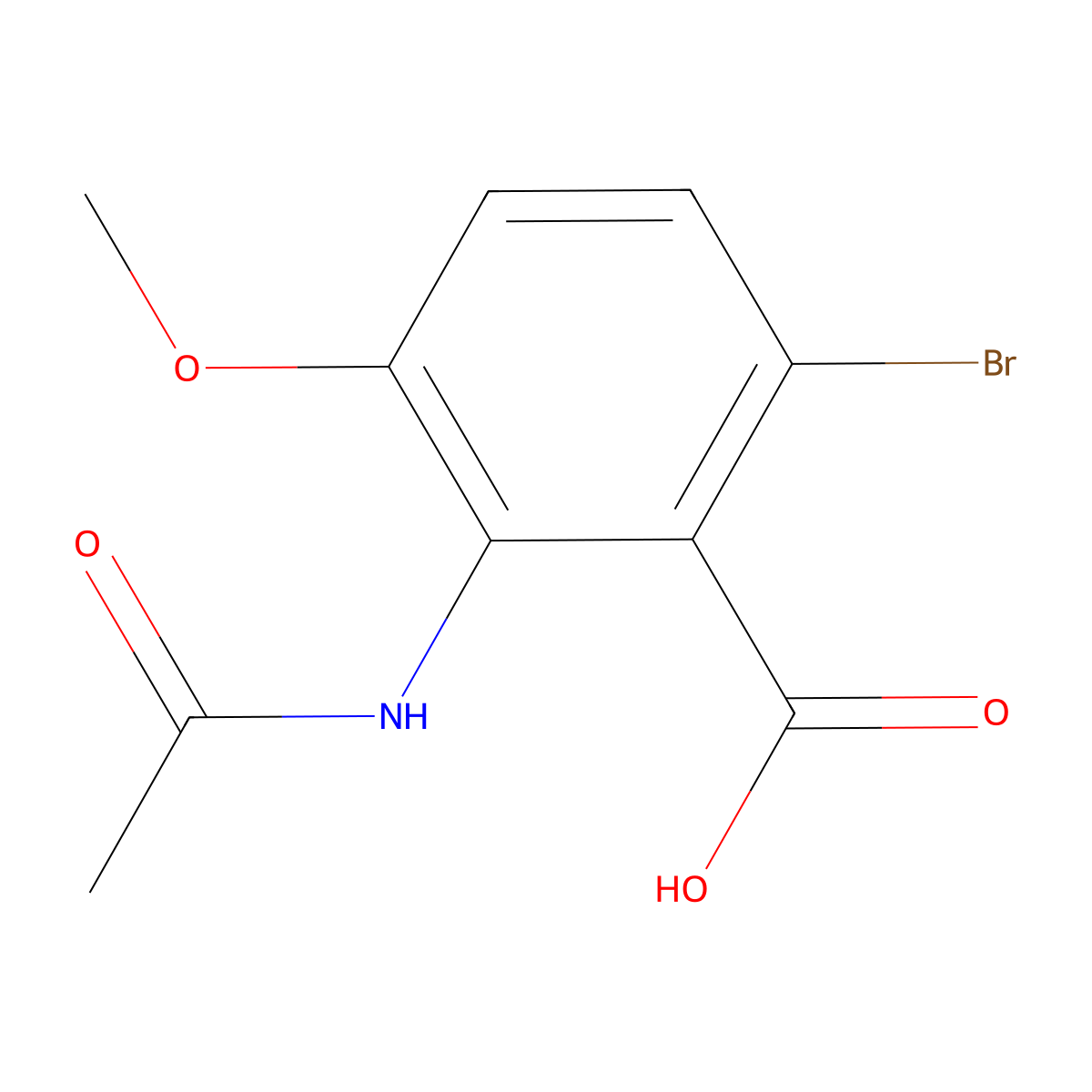 6-Bromo-2-acetamido-3-methoxybenzoic acid molecular structure, CAS 1891595-07-5