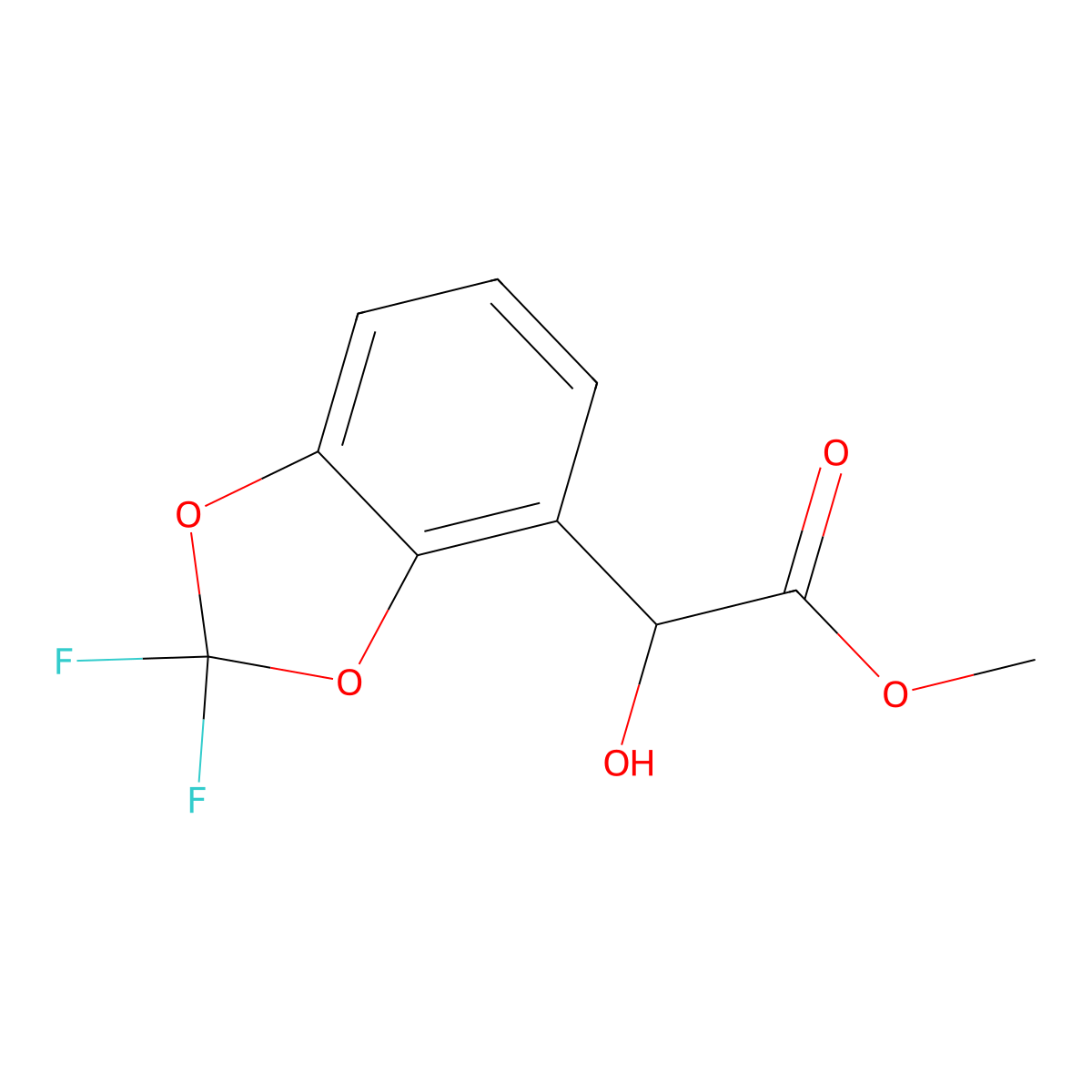 Methyl 2-(2,2-difluoro-1,3-dioxaindan-4-yl)-2-hydroxyacetate molecular structure, CAS 1891595-49-5