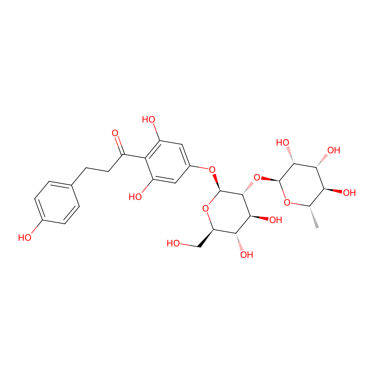Naringin dihydrochalcone molecular structure, CAS 18916-17-1