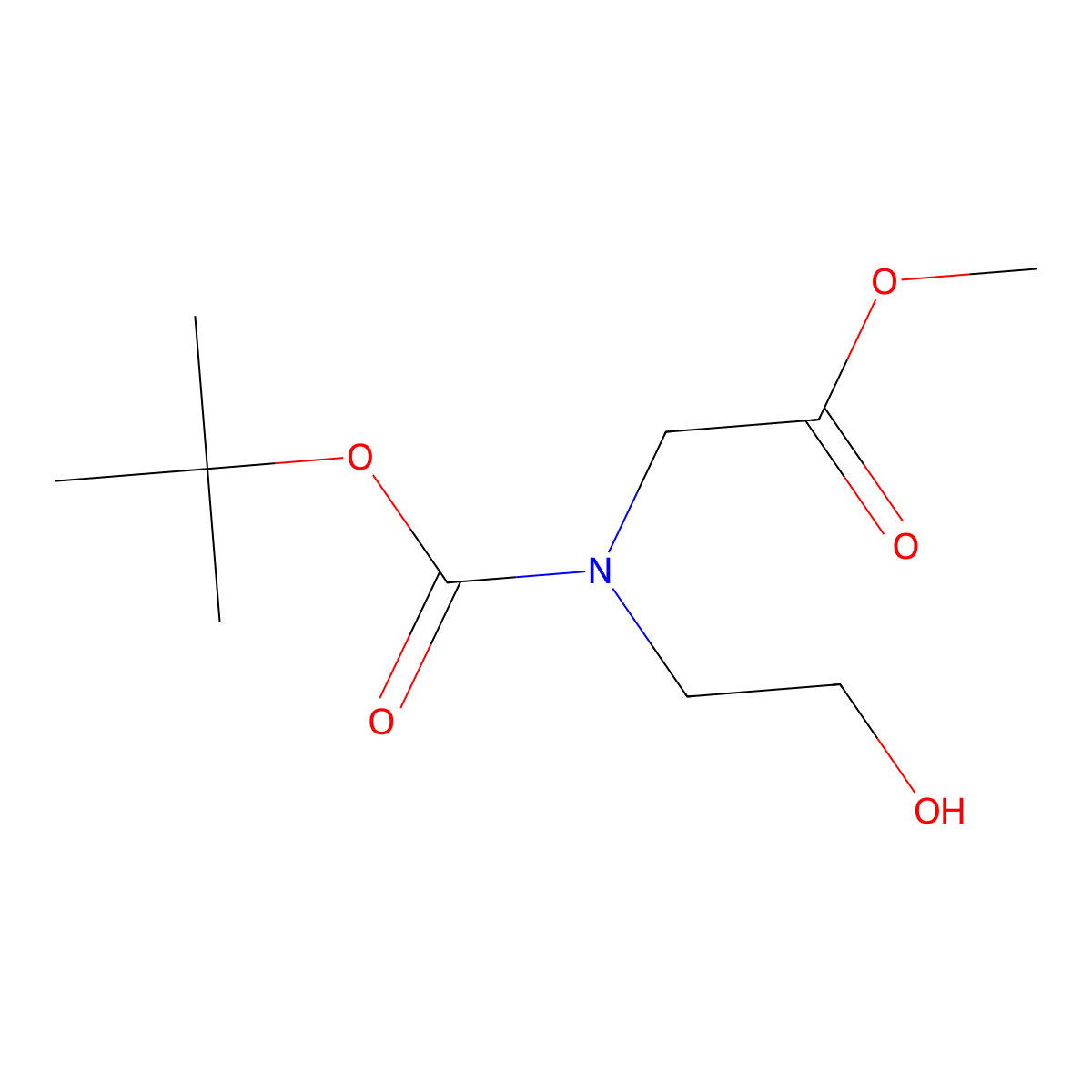 Methyl 2-(tert-butoxycarbonyl(2-hydroxyethyl)amino)acetate molecular structure, CAS 189160-68-7
