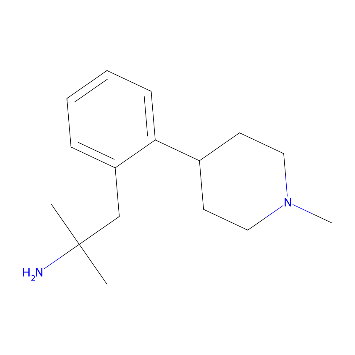 2-Methyl-1-(2-(1-methylpiperidin-4-yl)phenyl)propan-2-amine molecular structure, CAS 1891604-77-5