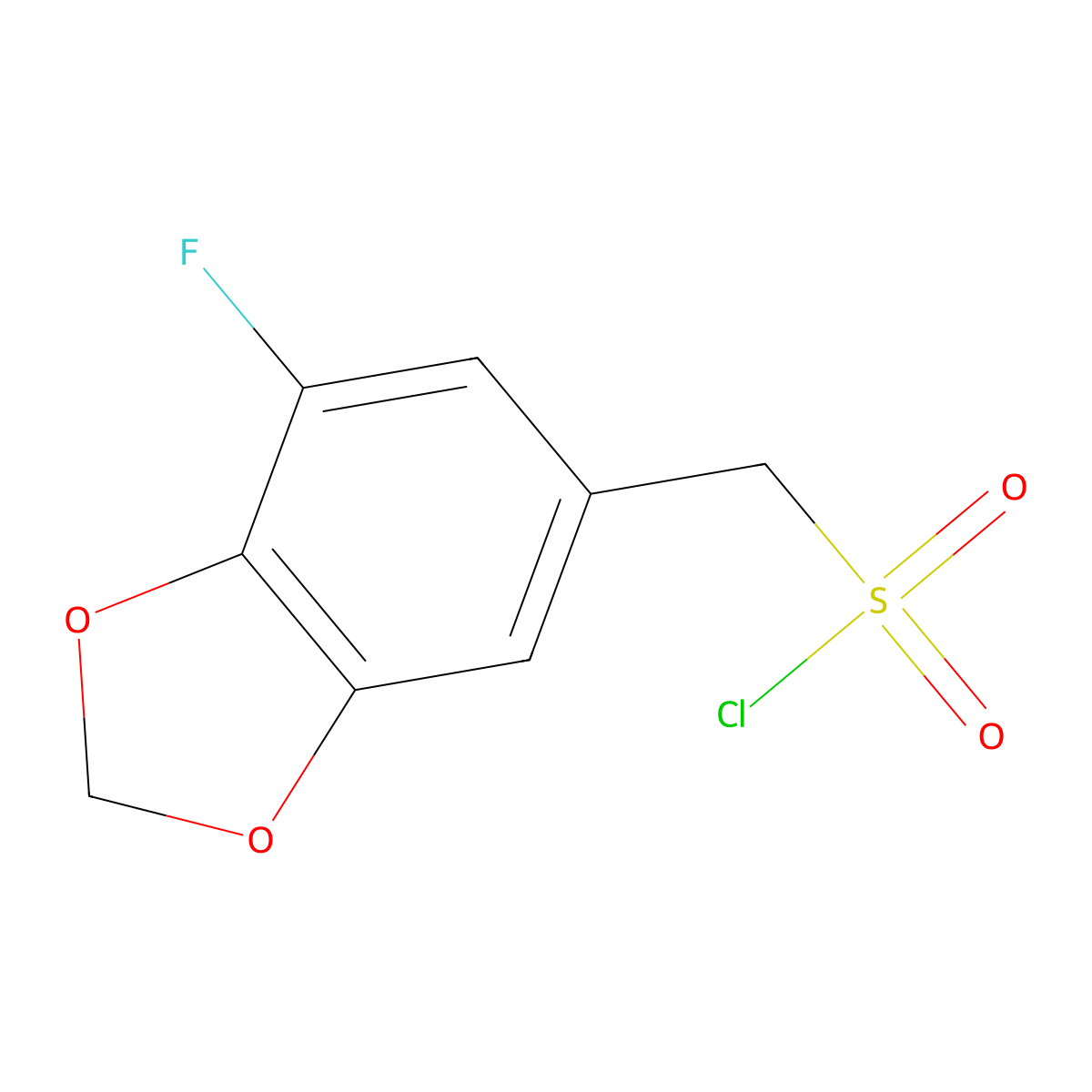(7-Fluorobenzo[d][1,3]dioxol-5-yl)methanesulfonyl chloride molecular structure, CAS 1891612-07-9