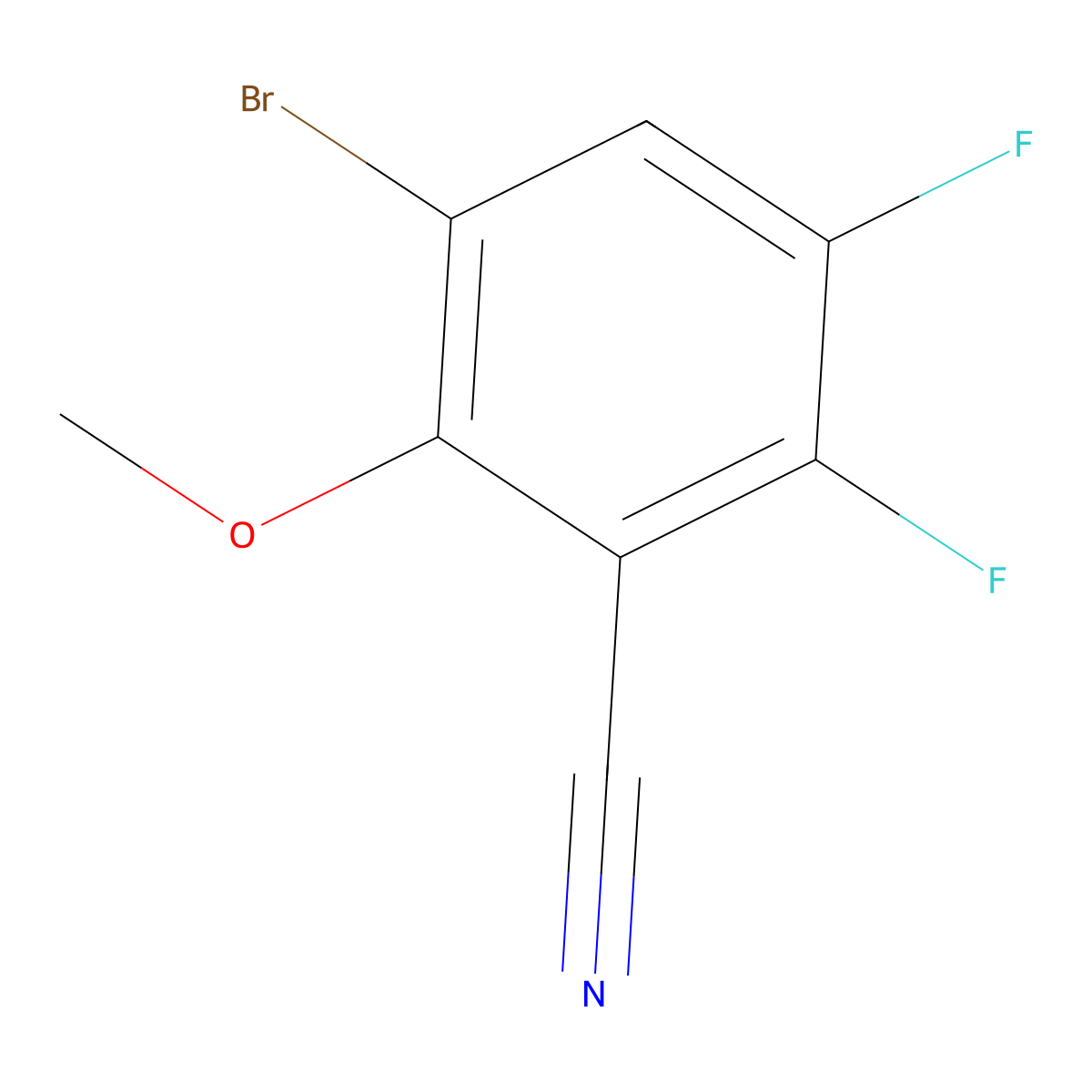 3-Bromo-5,6-difluoro-2-methoxybenzonitrile molecular structure, CAS 1891616-79-7
