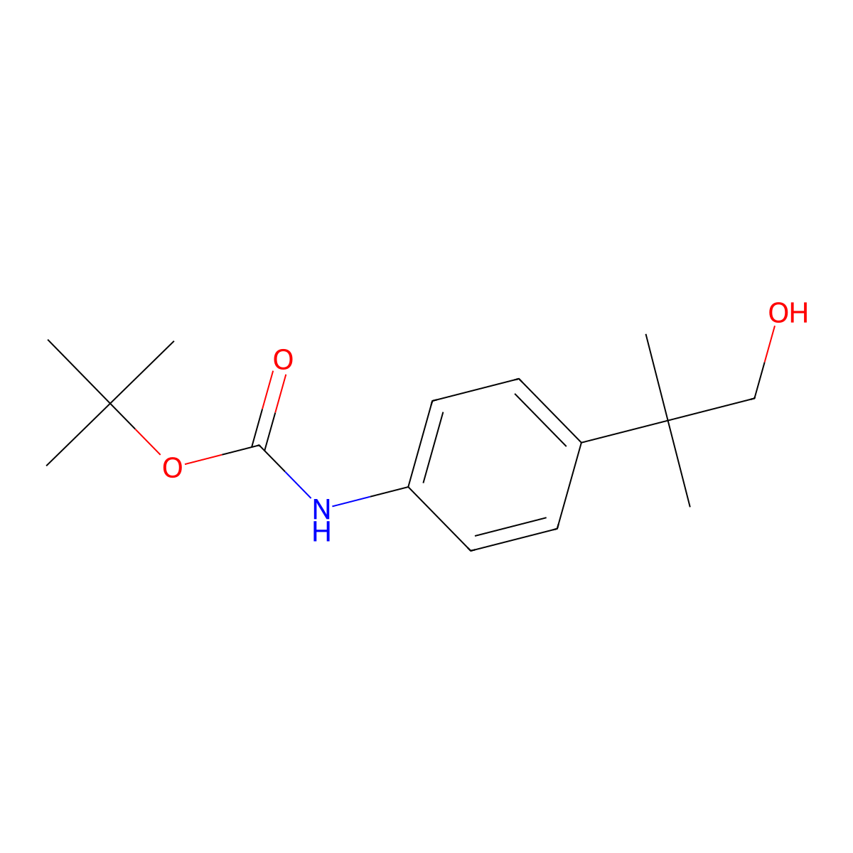 tert-butyl N-[4-(1-hydroxy-2-methylpropan-2-yl)phenyl]carbamate molecular structure, CAS 1891654-75-3