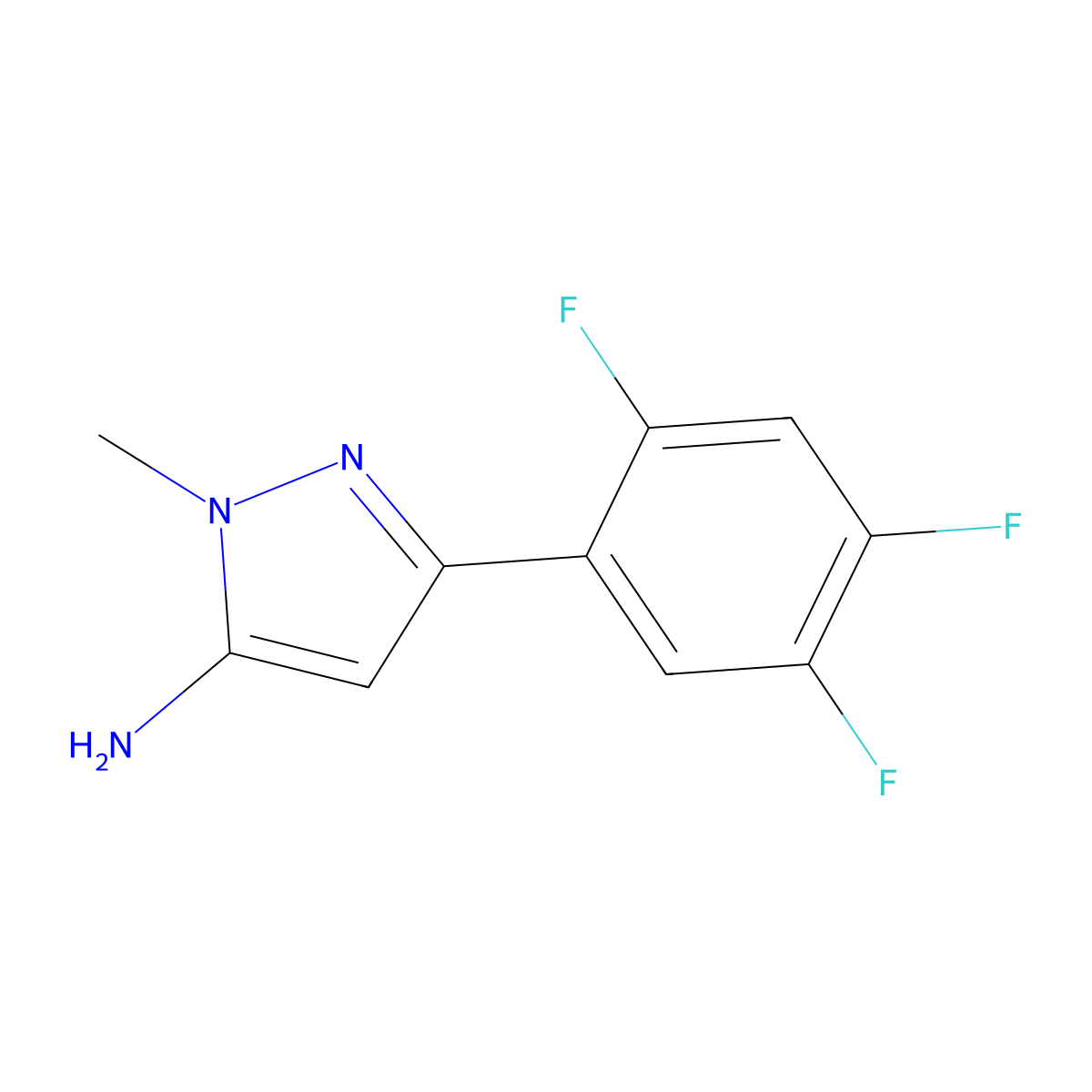 1-methyl-3-(2,4,5-trifluorophenyl)-1H-pyrazol-5-amine molecular structure, CAS 1891660-12-0