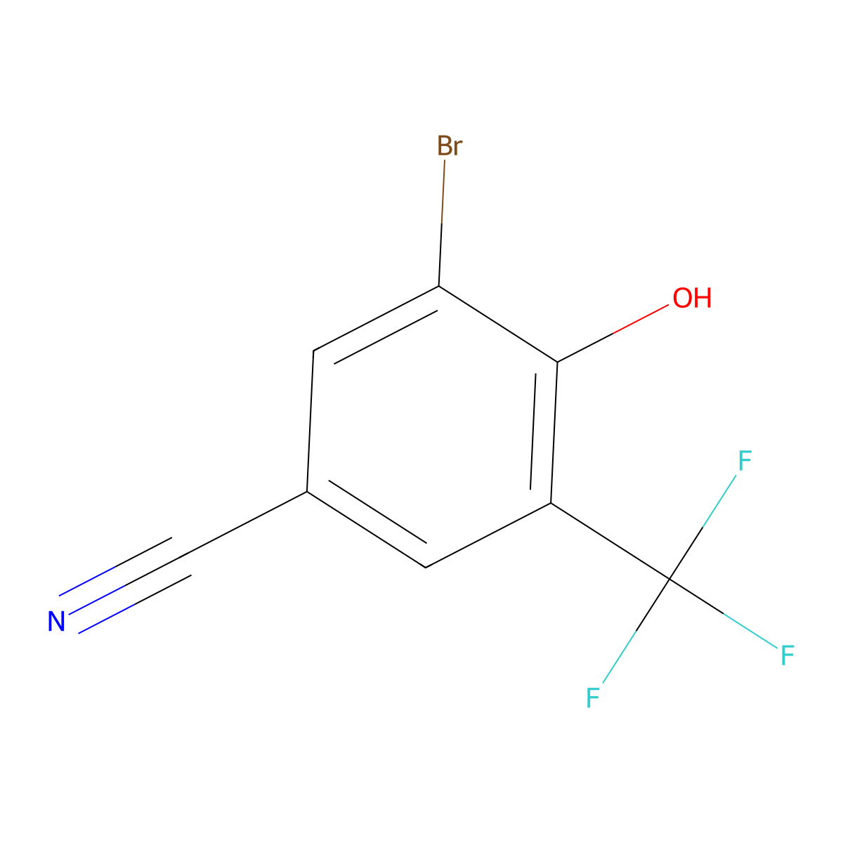 3-Bromo-4-hydroxy-5-(trifluoromethyl)benzonitrile molecular structure, CAS 1891662-49-9