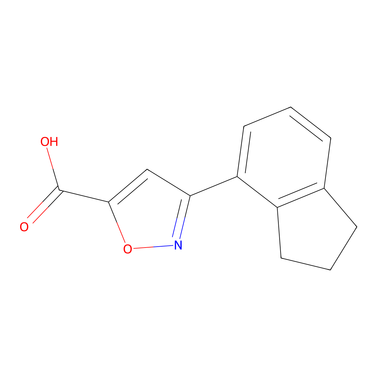 3-(2,3-dihydro-1H-inden-4-yl)-1,2-oxazole-5-carboxylic acid molecular structure, CAS 1891675-22-1