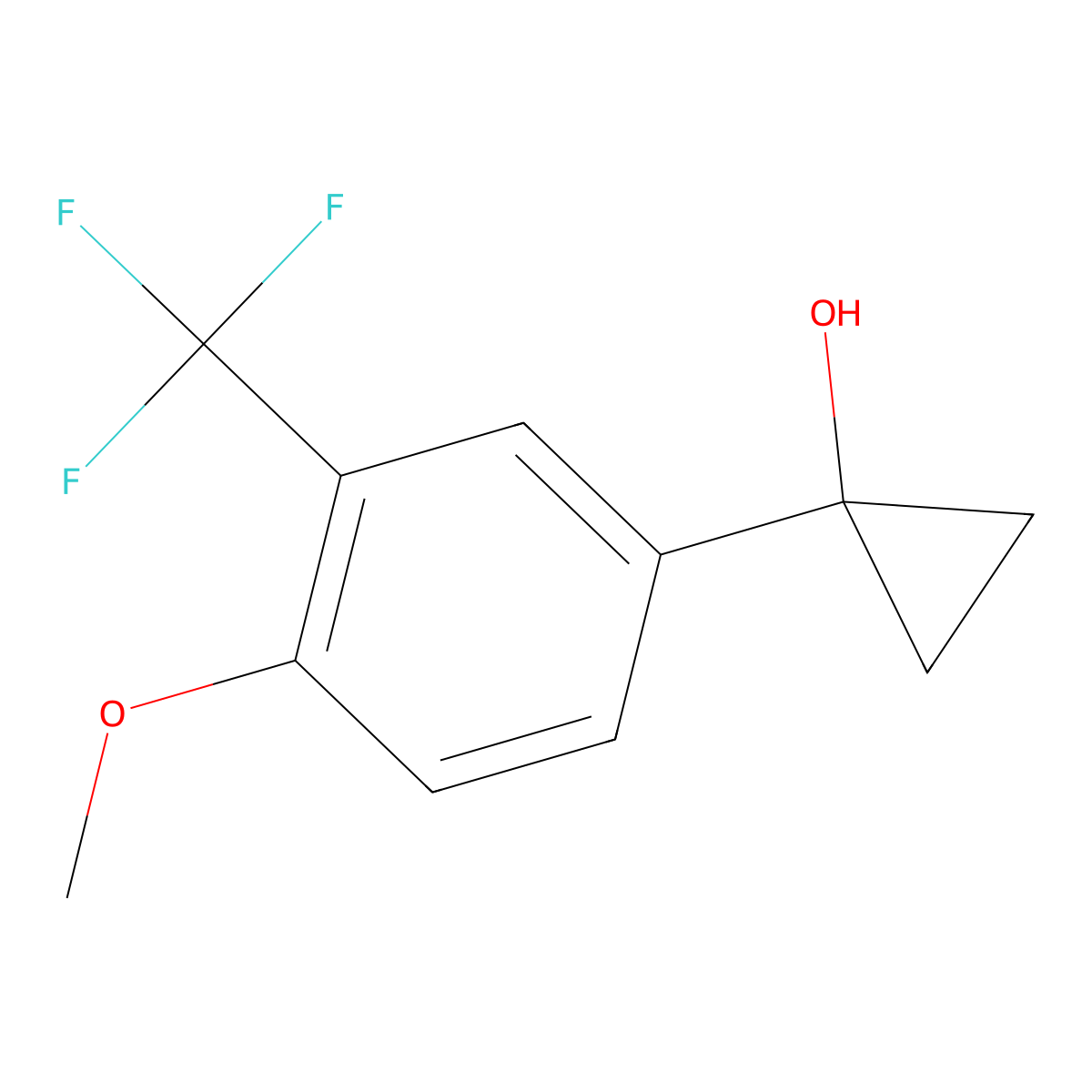 1-[4-Methoxy-3-(trifluoromethyl)phenyl]cyclopropan-1-ol molecular structure, CAS 1891685-44-1