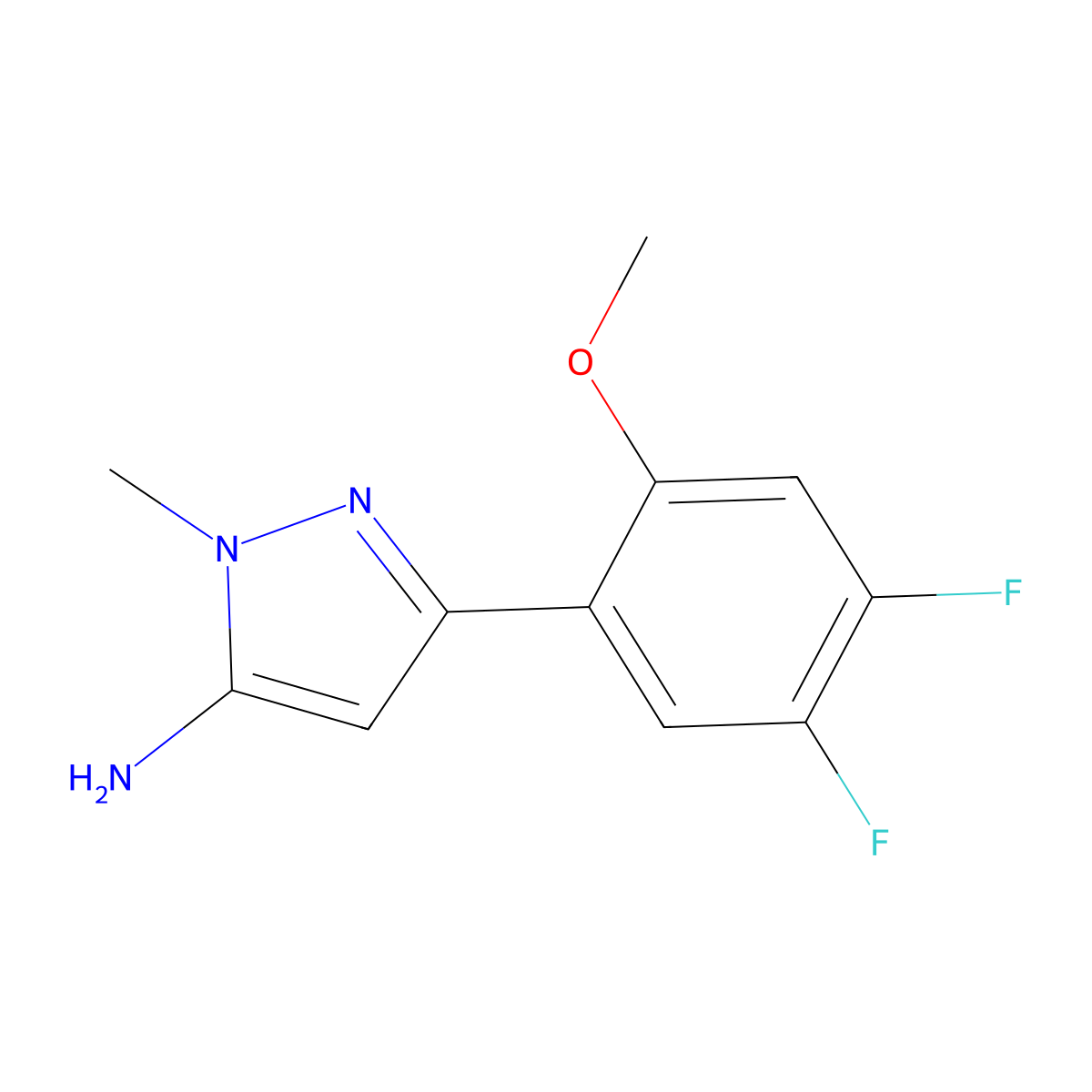 3-(4,5-difluoro-2-methoxyphenyl)-1-methyl-1H-pyrazol-5-amine molecular structure, CAS 1891693-29-0