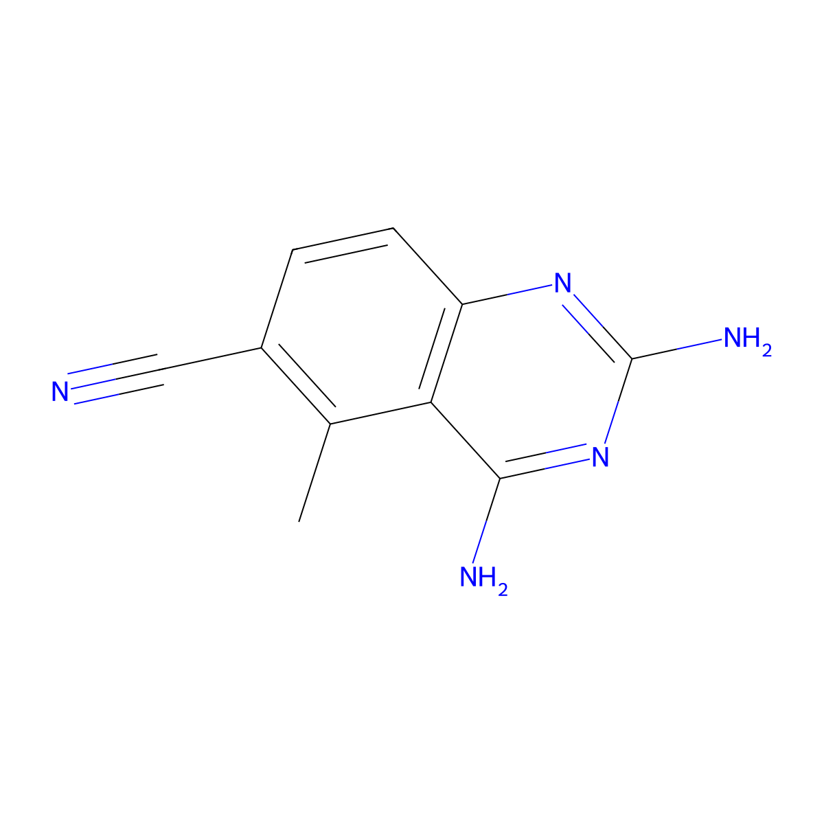 2,4-Diamino-5-methylquinazoline-6-carbonitrile molecular structure, CAS 18917-72-1