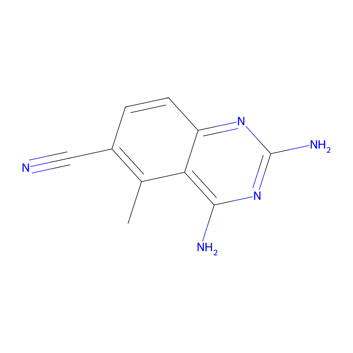 2,4-Diamino-5-methylquinazoline-6-carbonitrile molecular structure, CAS 18917-72-1