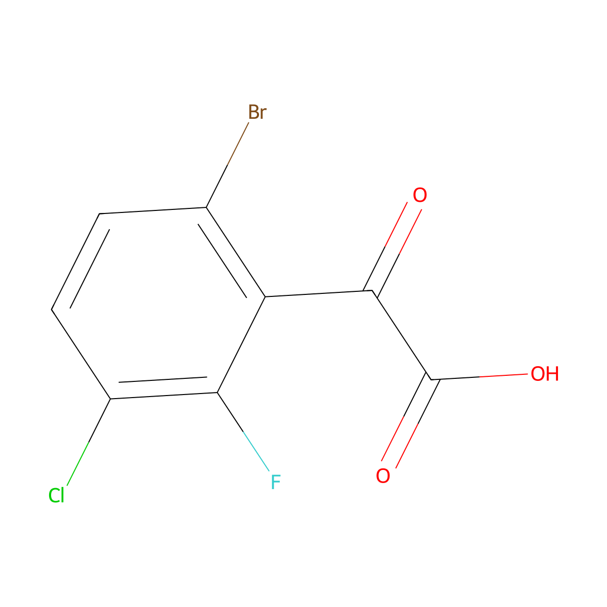 2-(6-Bromo-3-chloro-2-fluorophenyl)-2-oxoacetic acid molecular structure, CAS 1891712-06-3