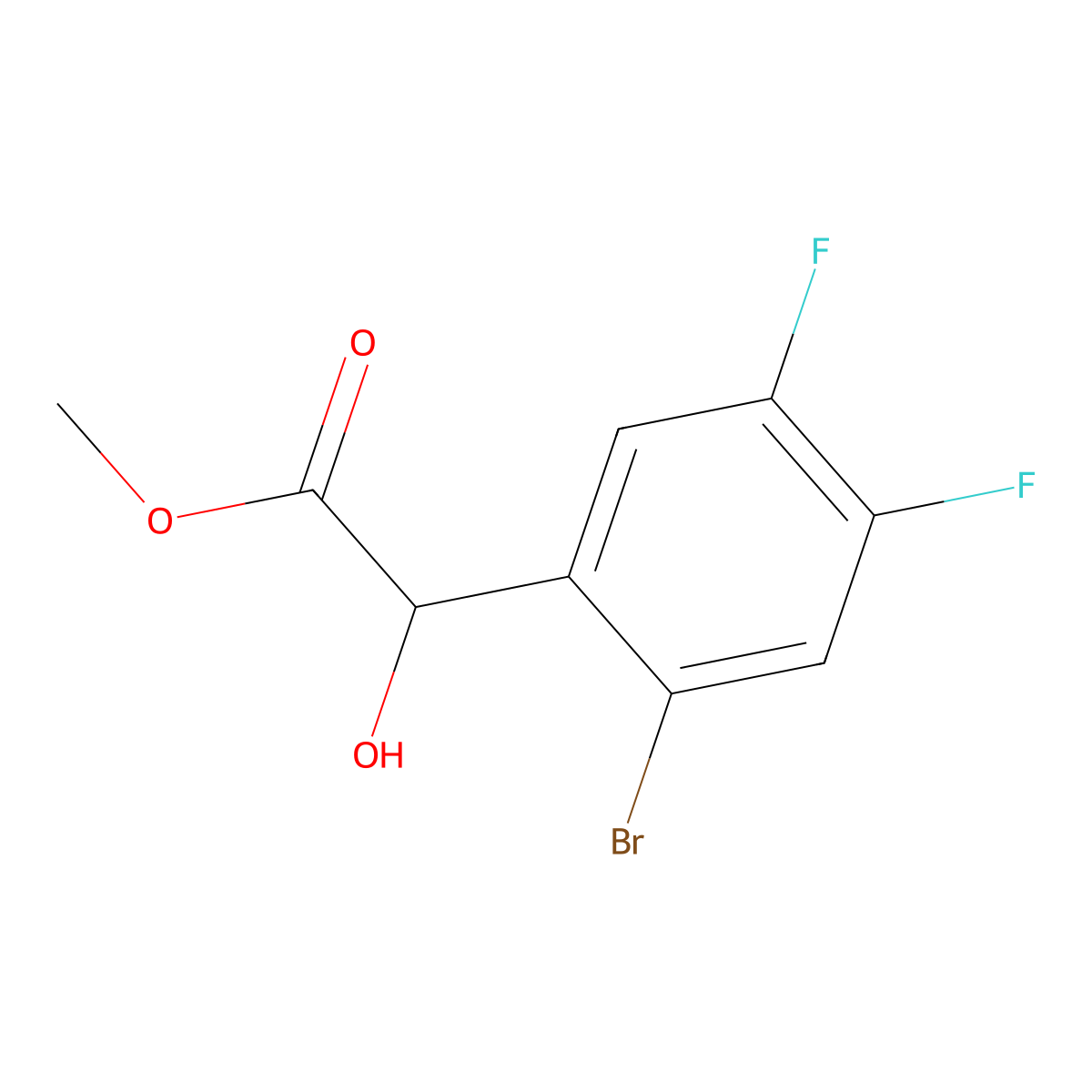 Methyl 2-(2-bromo-4,5-difluorophenyl)-2-hydroxyacetate molecular structure, CAS 1891714-46-7