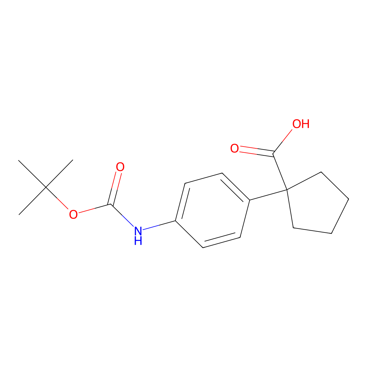 1-(4-{[(Tert-butoxy)carbonyl]amino}phenyl)cyclopentane-1-carboxylicacid molecular structure, CAS 1891776-06-9