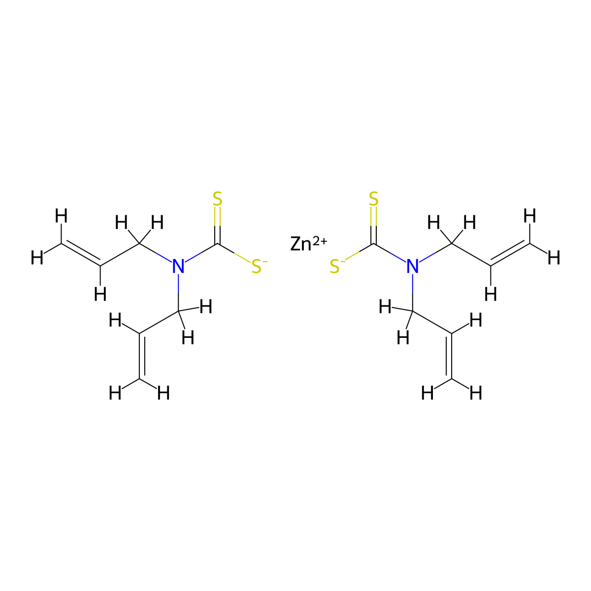 Bis(diallyldithiocarbamato-S,S')zinc molecular structure, CAS 18918-13-3