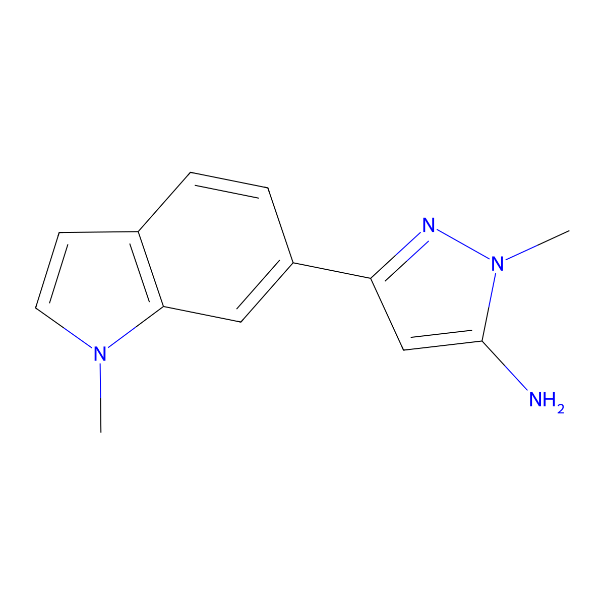 1-methyl-3-(1-methyl-1H-indol-6-yl)-1H-pyrazol-5-amine molecular structure, CAS 1891823-31-6