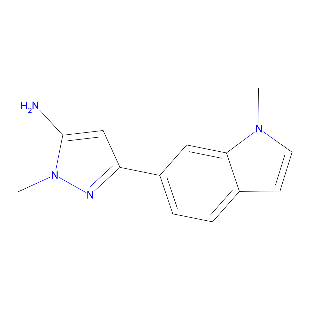 1-methyl-3-(1-methyl-1H-indol-6-yl)-1H-pyrazol-5-amine molecular structure, CAS 1891823-31-6