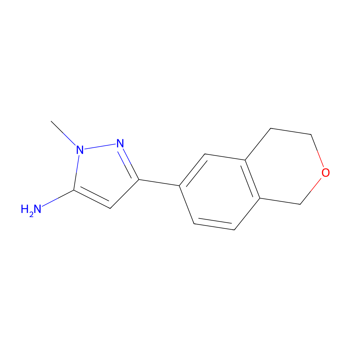 3-(3,4-dihydro-1H-2-benzopyran-6-yl)-1-methyl-1H-pyrazol-5-amine molecular structure, CAS 1891831-89-2