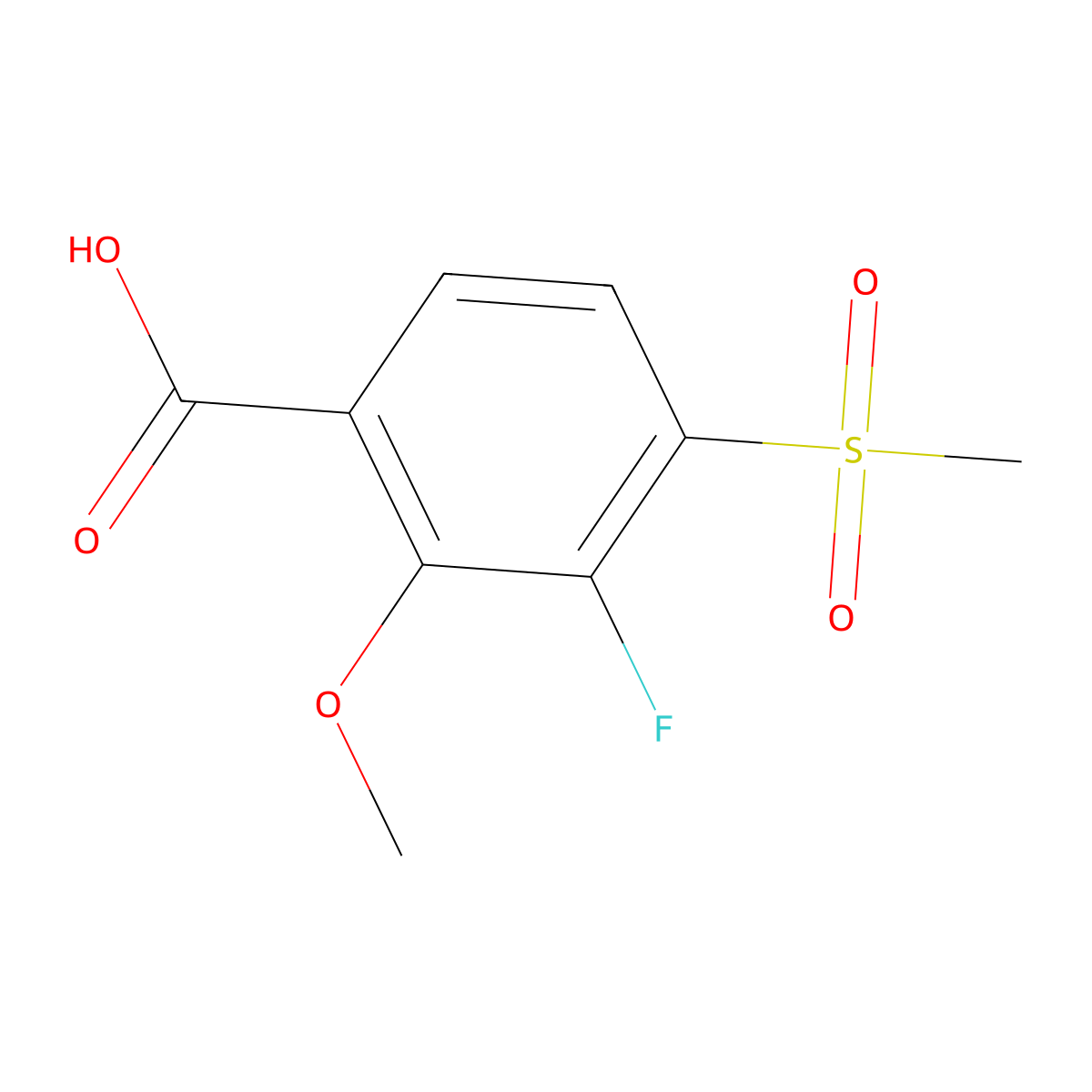 3-Fluoro-4-methanesulfonyl-2-methoxybenzoic acid molecular structure, CAS 1891853-26-1