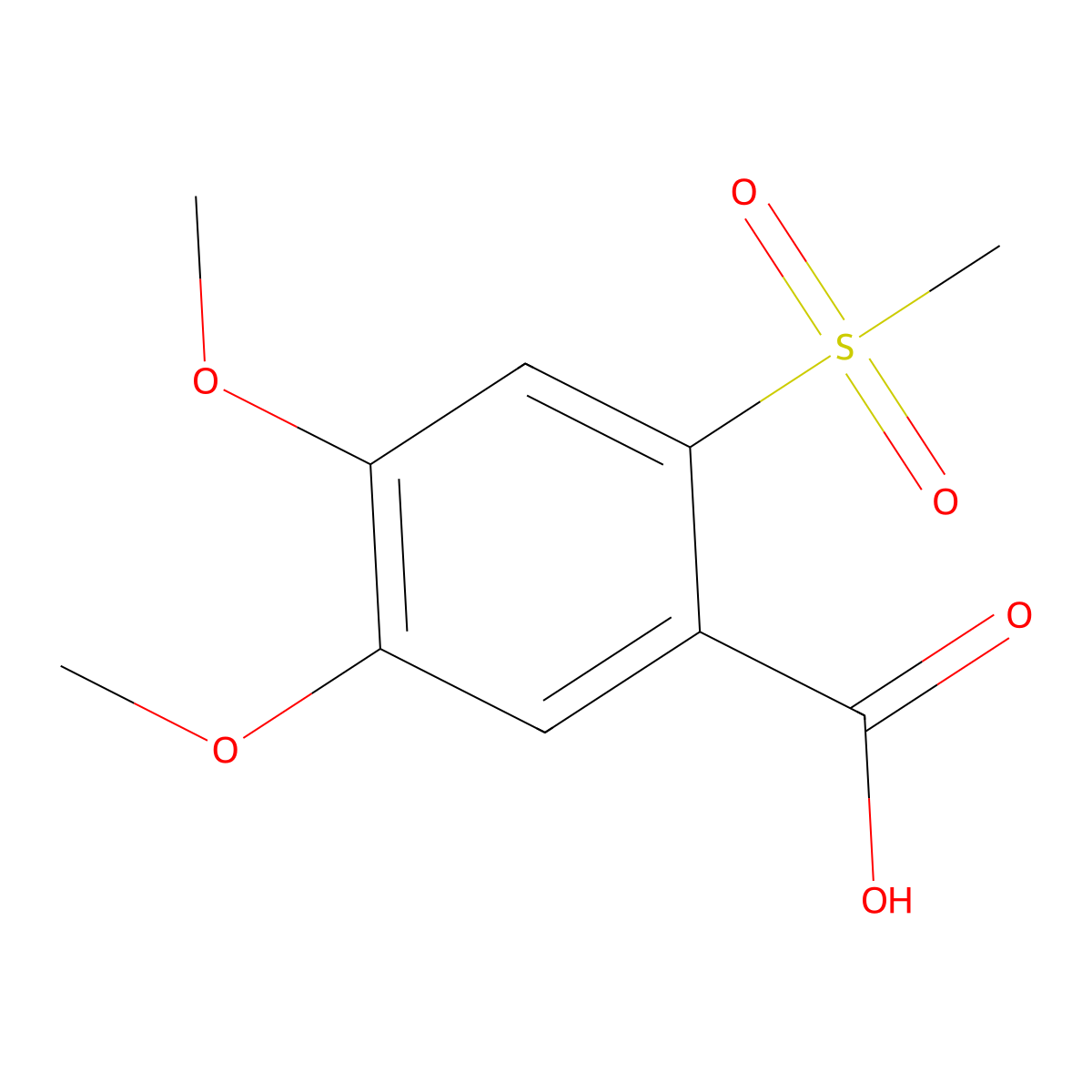 4,5-Dimethoxy-2-(methylsulfonyl)benzoic acid molecular structure, CAS 1891910-02-3