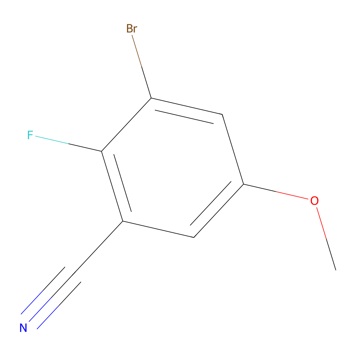 3-Bromo-2-fluoro-5-methoxybenzonitrile molecular structure, CAS 1891949-21-5