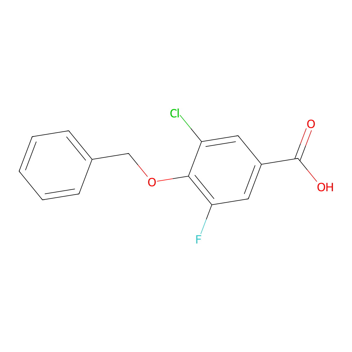 3-Chloro-5-fluoro-4-(phenylmethoxy)-benzoic acid molecular structure, CAS 1891977-30-2