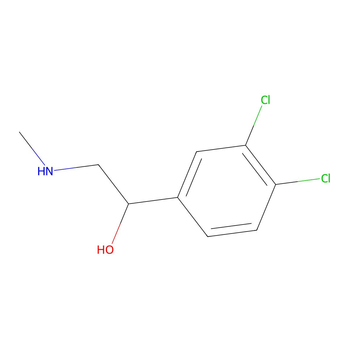Benzenemethanol, 3,4-dichloro-alpha-((methylamino)methyl)- molecular structure, CAS 1892-72-4