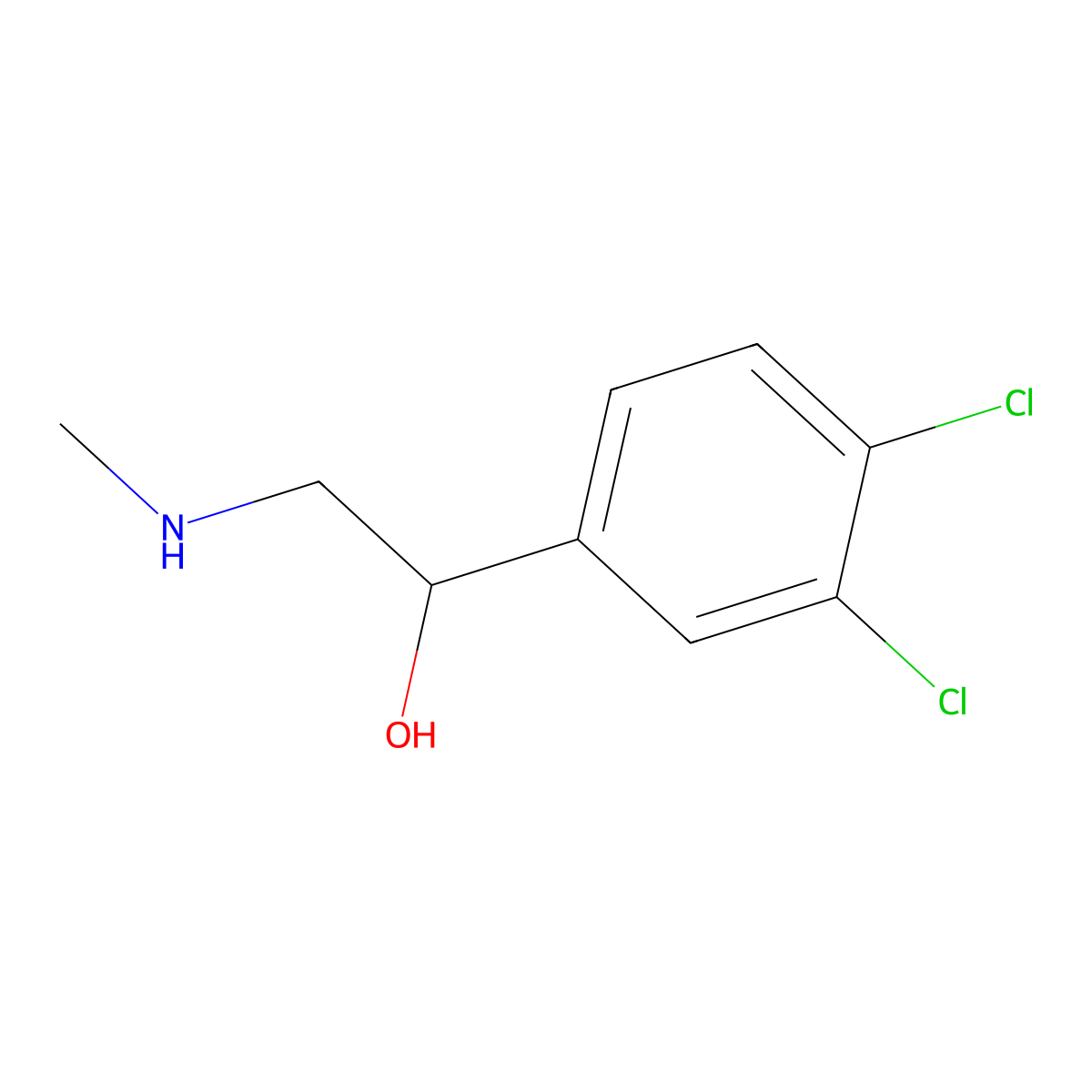 Benzenemethanol, 3,4-dichloro-alpha-((methylamino)methyl)- molecular structure, CAS 1892-72-4