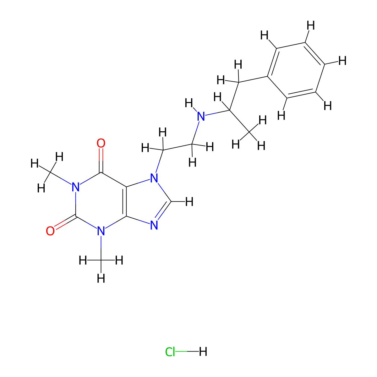 Fenethylline Hydrochloride molecular structure, CAS 1892-80-4