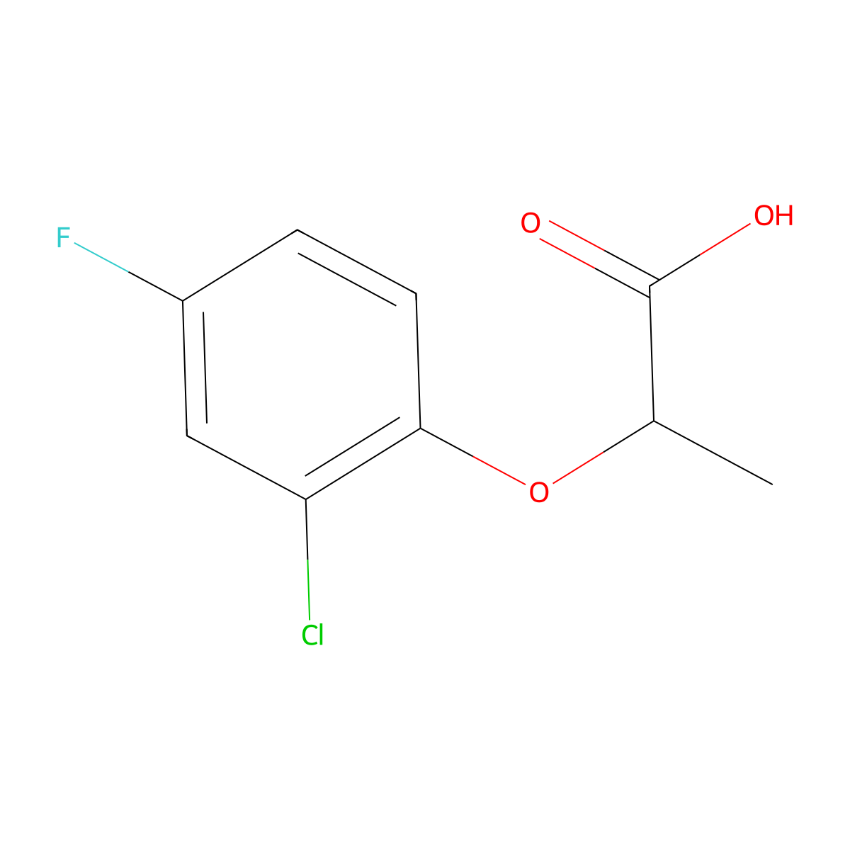 2-(2-Chloro-4-fluorophenoxy)propanoic acid molecular structure, CAS 1892-92-8